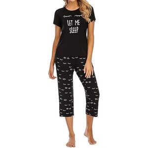 “Let Me Sleep” Eye Print Pajama Set